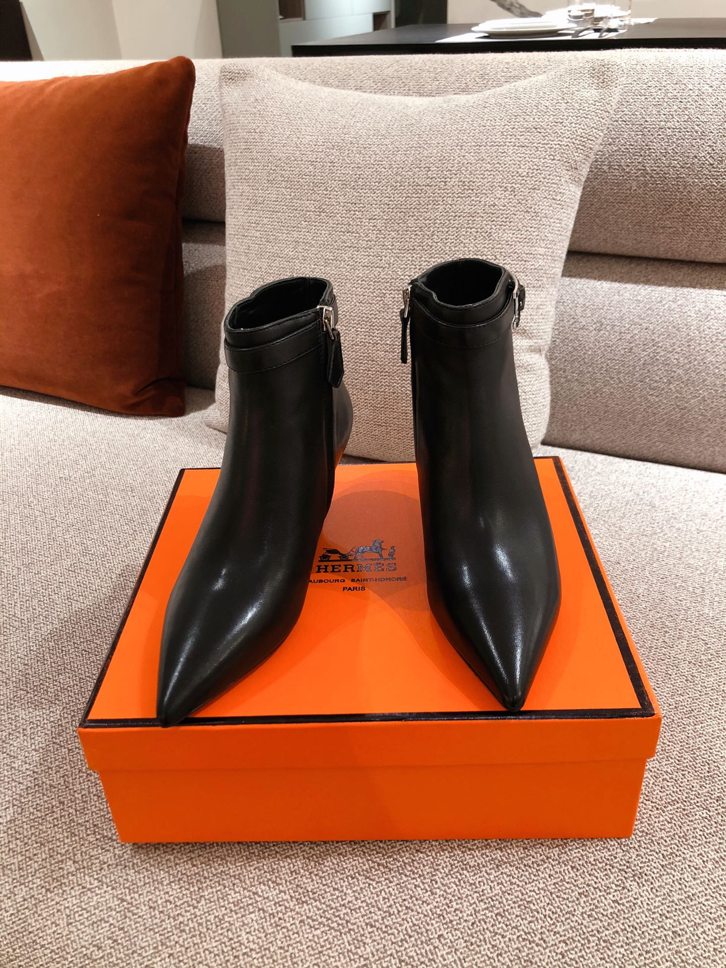 Hermes Blanche Ankle Boots Black For Women 2.4in/6cm - Soul Replicas