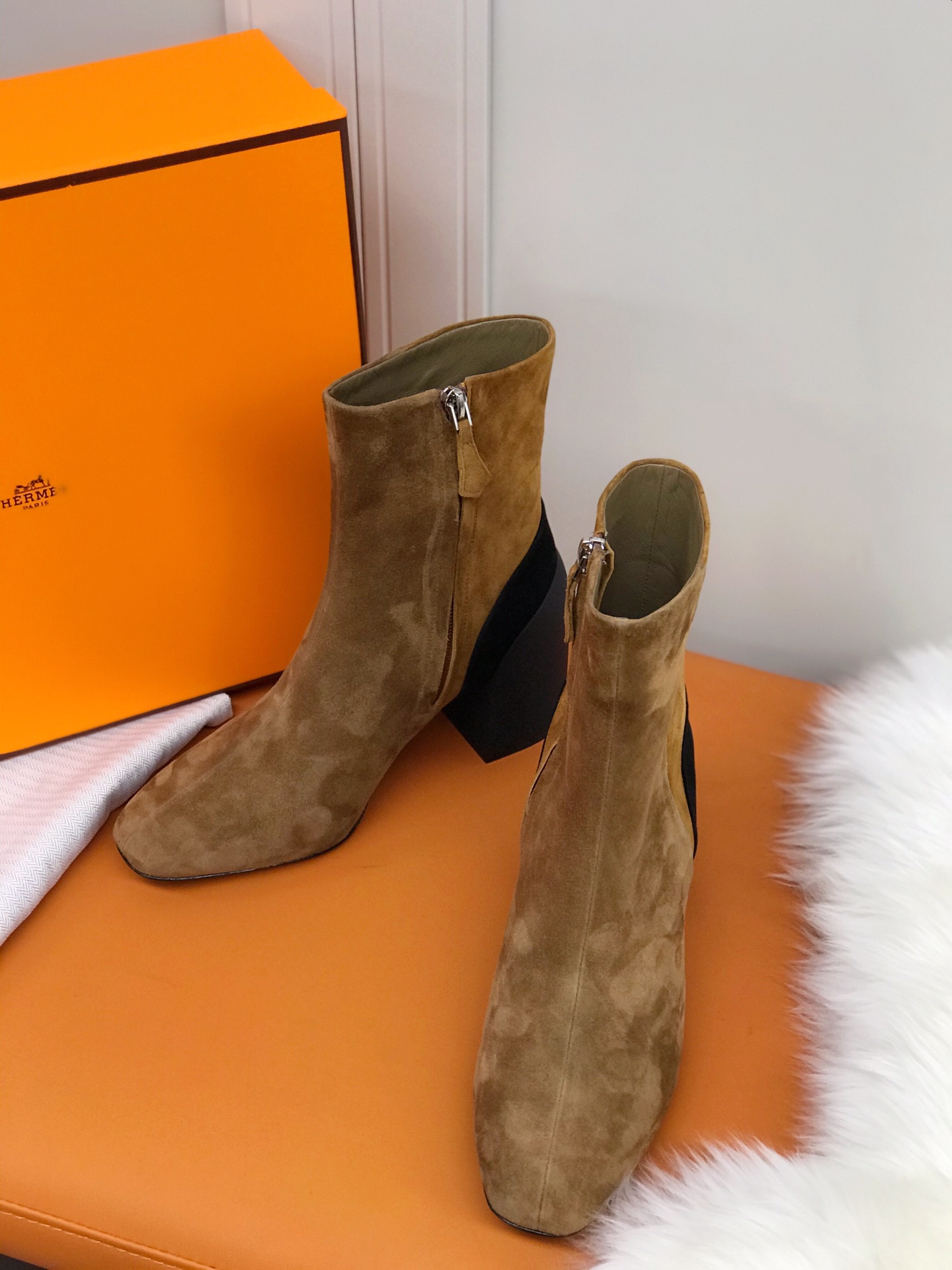 Hermes Brooke Ankle Boots Brown For Women 2.4in/6cm H202045Z E5375 - Soul Replicas