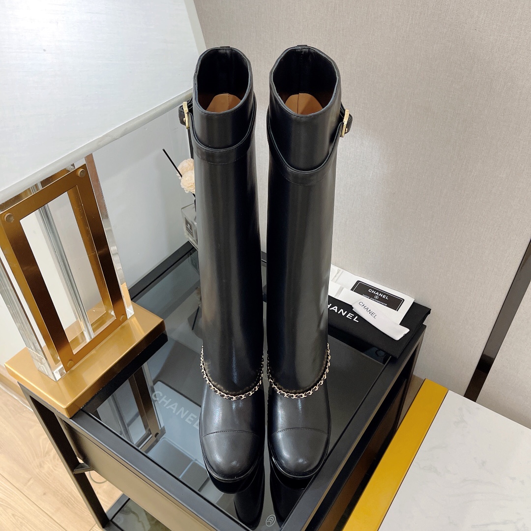 Chanel Women's High Boots Black For Women 2.5in/6.5cm - Soul Replicas