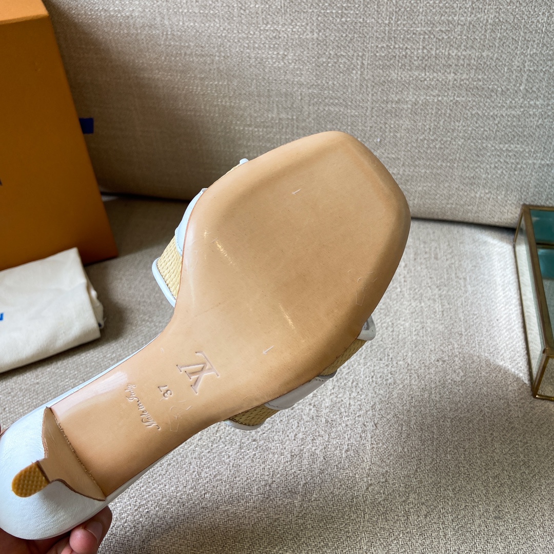 Louis Vuitton Women's Lock It Mule White For Women LV 3.7in/9.5cm - Soul Replicas