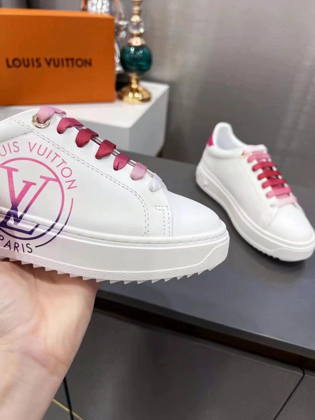Louis Vuitton Women's Time Out Sneaker Fuchsia Pink For Women LV 1AA1BN - Soul Replicas