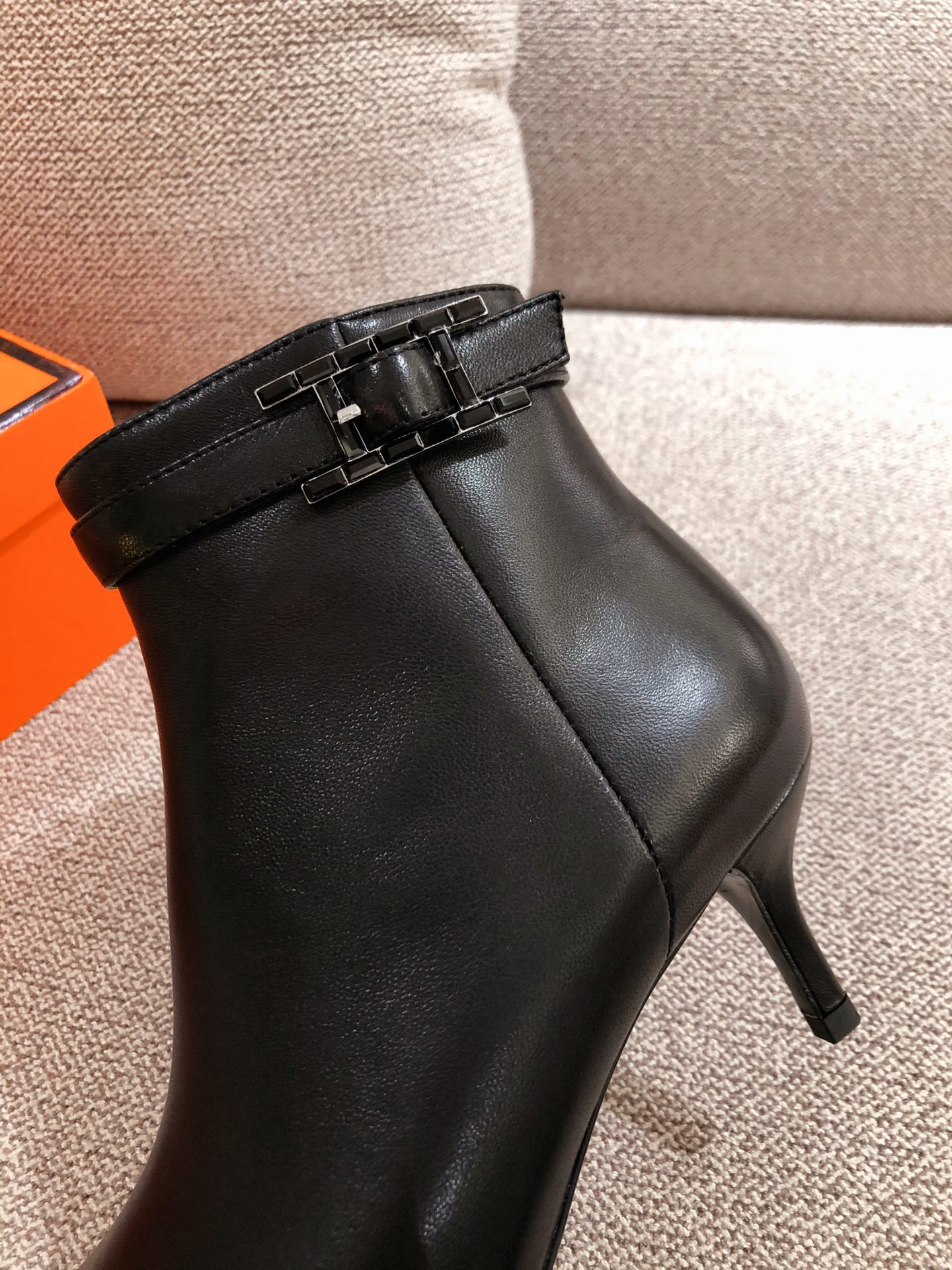 Hermes Blanche Ankle Boots Black For Women 2.4in/6cm - Soul Replicas