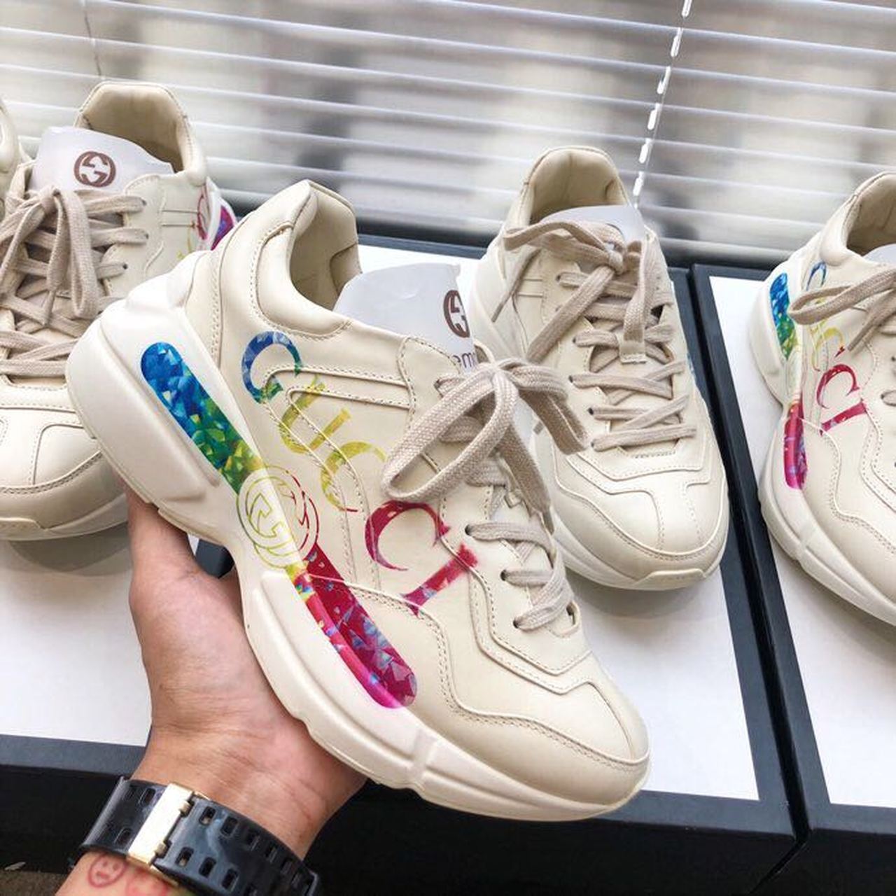 Gucci Women's Rhyton Gucci Logo Sneaker White For Women Gucci - Soul Replicas