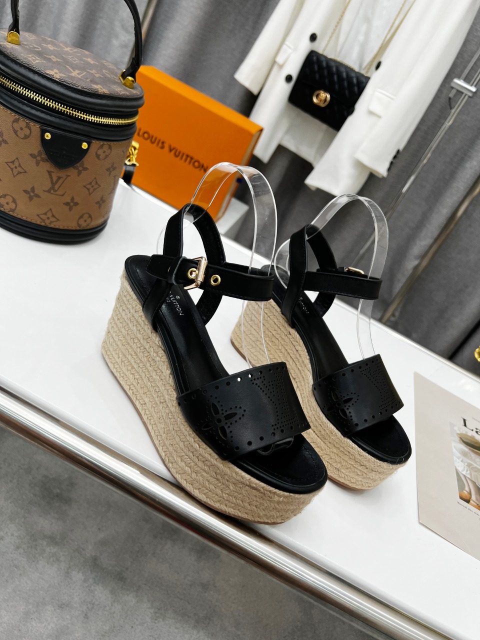 Louis Vuitton Women's Starboard Wedge Sandal Black For Women LV - Soul Replicas