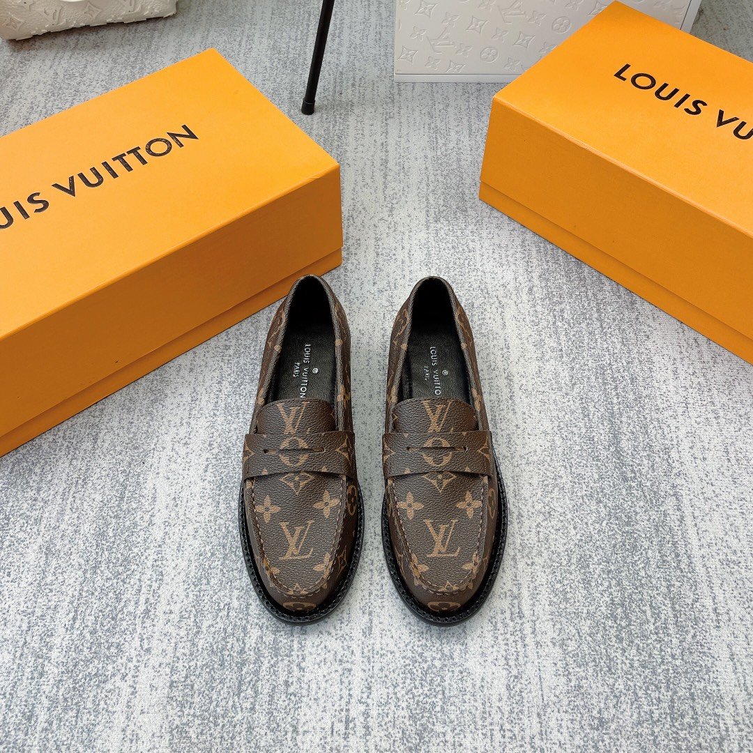 Louis Vuitton Women's Chess Flat Loafe Cacao Brown  For Women LV 1AA1XZ - Soul Replicas