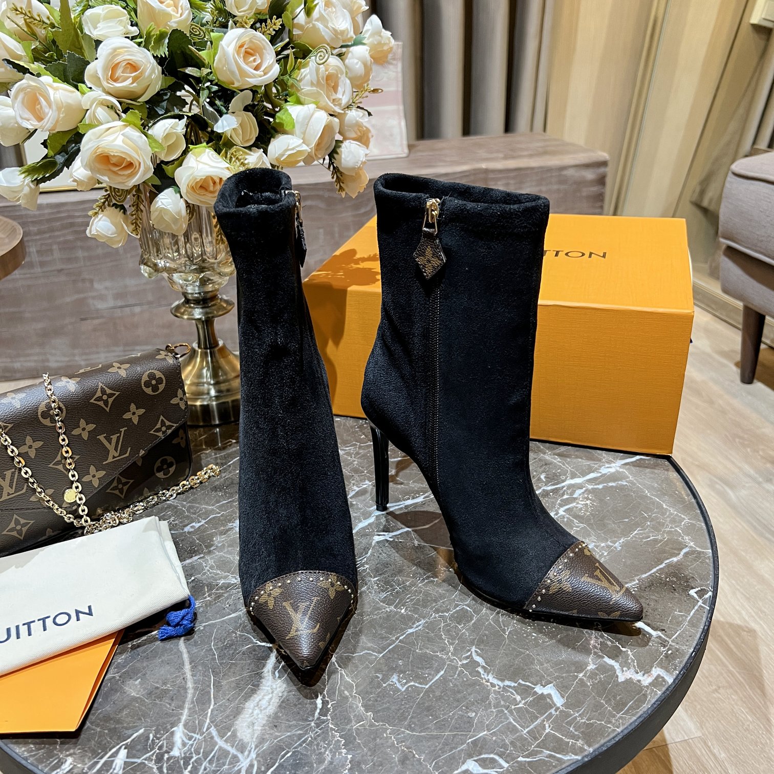 Louis Vuitton Women's Cherie Ankle Boots Black For Women LV - Soul Replicas