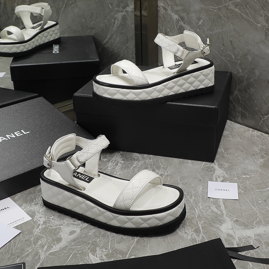 Chanel Women's Sandals White For Women 2in/5cm - Soul Replicas