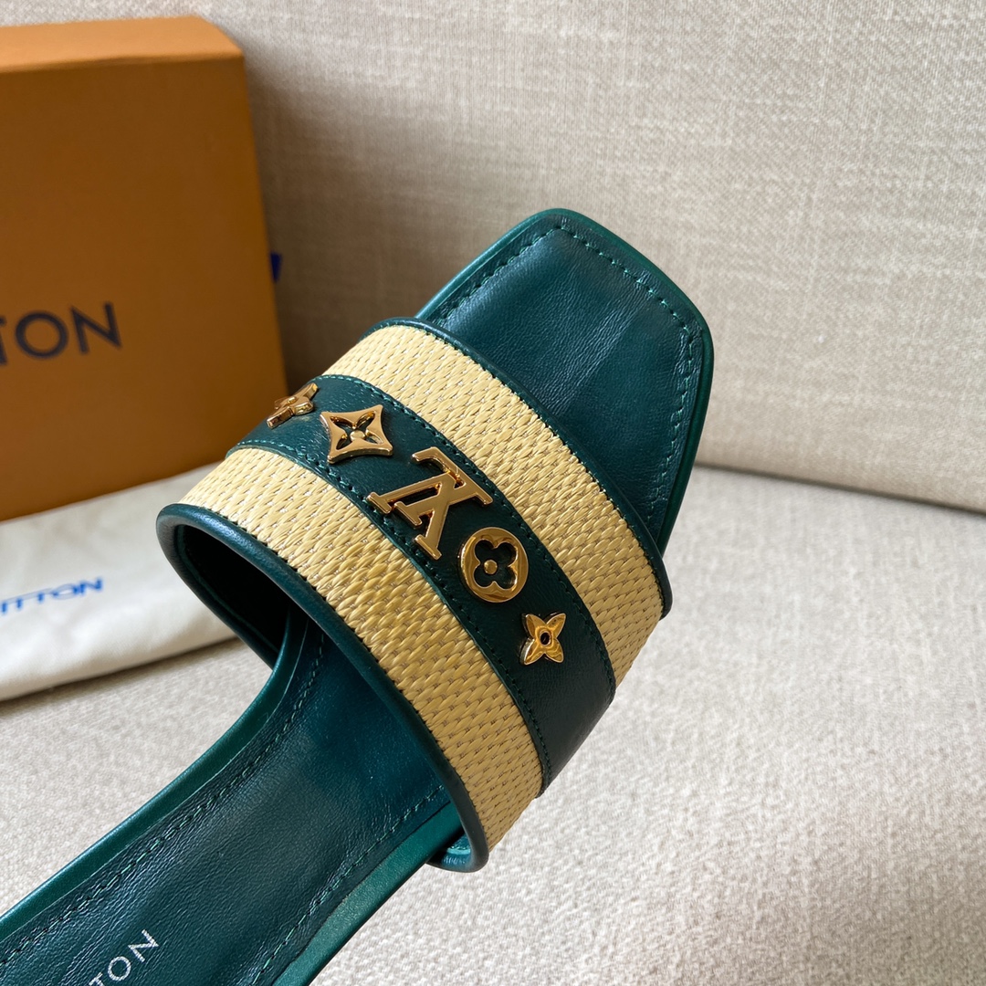 Louis Vuitton Women's Lock It Mule Green For Women LV 2.2in/5.5cm - Soul Replicas