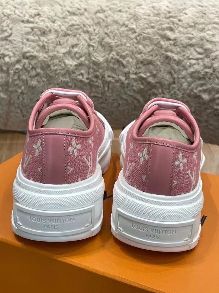 Louis Vuitton Squad Sneaker Monogram Denim Pink For Women LV 1A9S0M - Soul Replicas