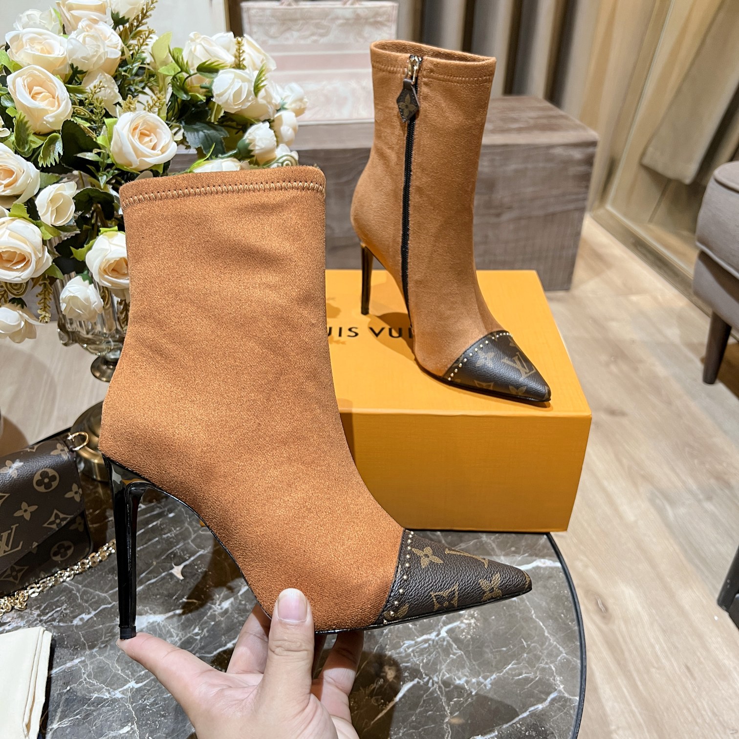 Louis Vuitton Women's Cherie Ankle Boots Beige For Women LV - Soul Replicas