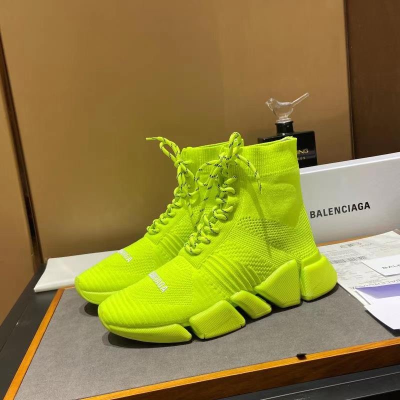 Balenciaga Speed 2.0 Lace-Up Recycled Knit Trainers Yellow For Women - Soul Replicas