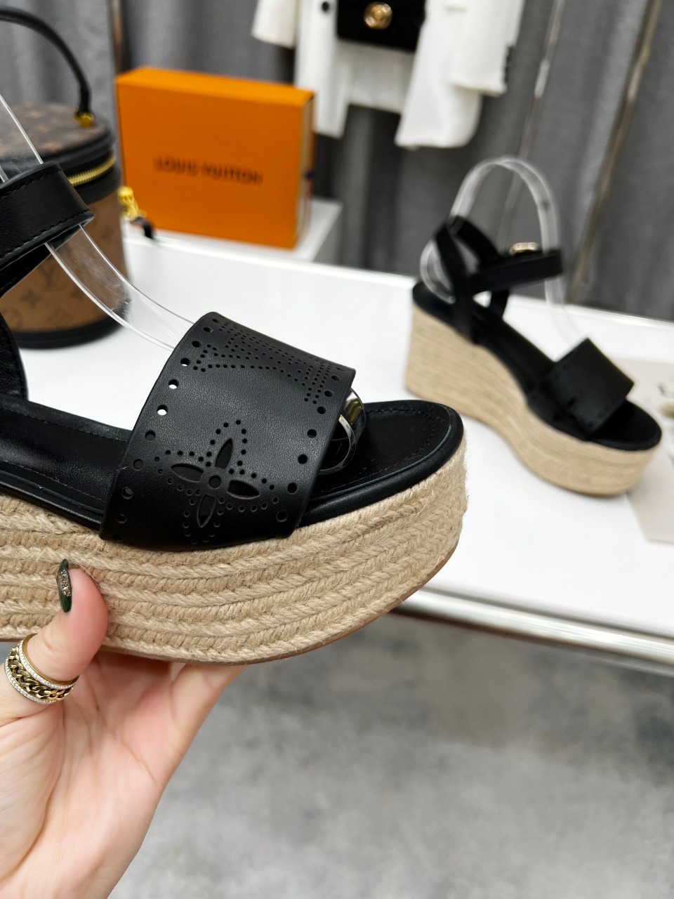 Louis Vuitton Women's Starboard Wedge Sandal Black For Women LV - Soul Replicas