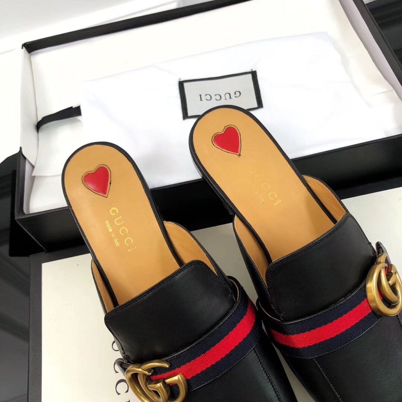 Gucci Peyton Slippers Black For Women Gucci ‎‎423694 DKHC0 1061 - Soul Replicas