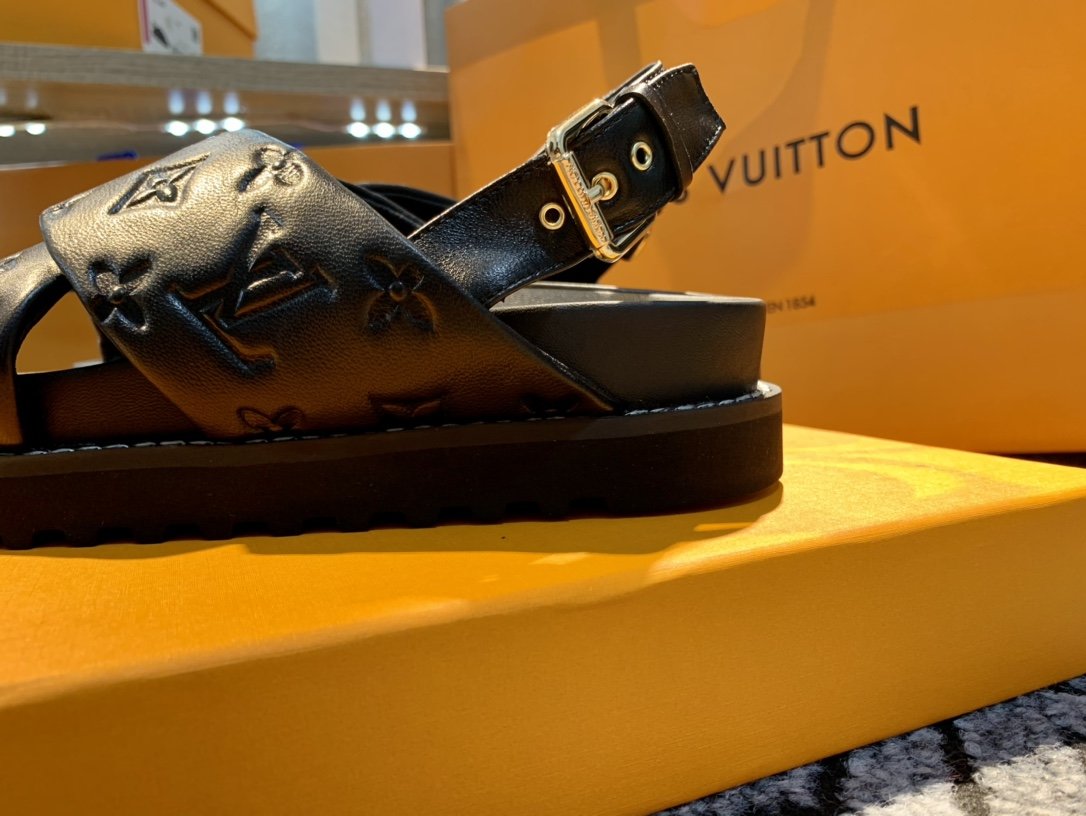 Louis Vuitton Paseo Flat Comfort Sandal Black For Women LV 1A9RDO - Soul Replicas