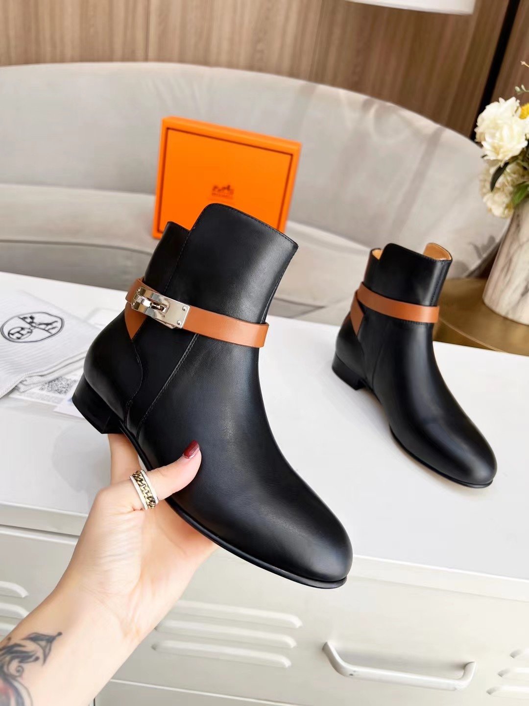 Hermes Frenchie 50 Ankle Boot Black For Women - Soul Replicas