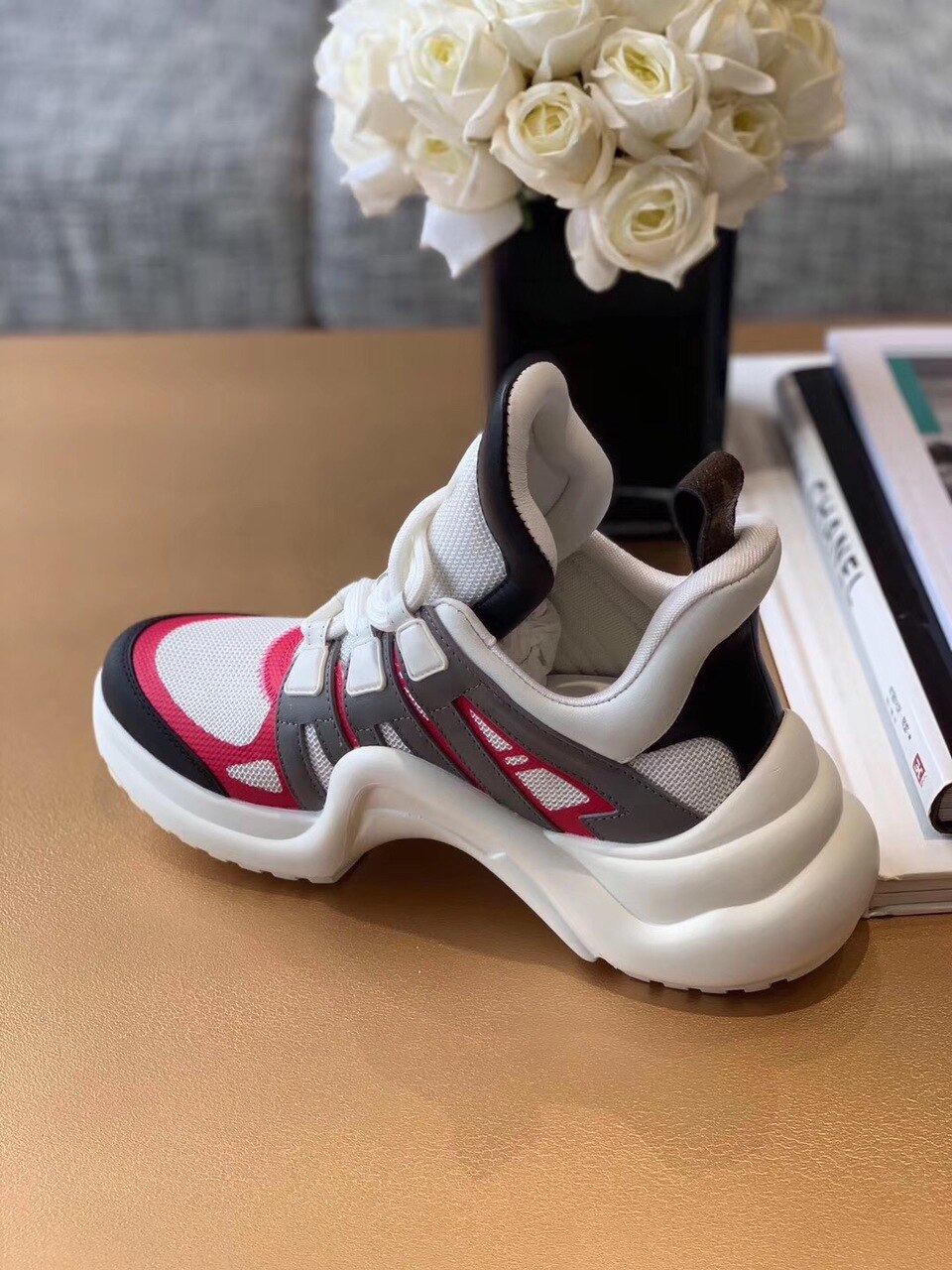 Louis Vuitton Archlight Sneakers Calfskin Leather Fall/Winter Collection White/Pink/Black - Soul Replicas