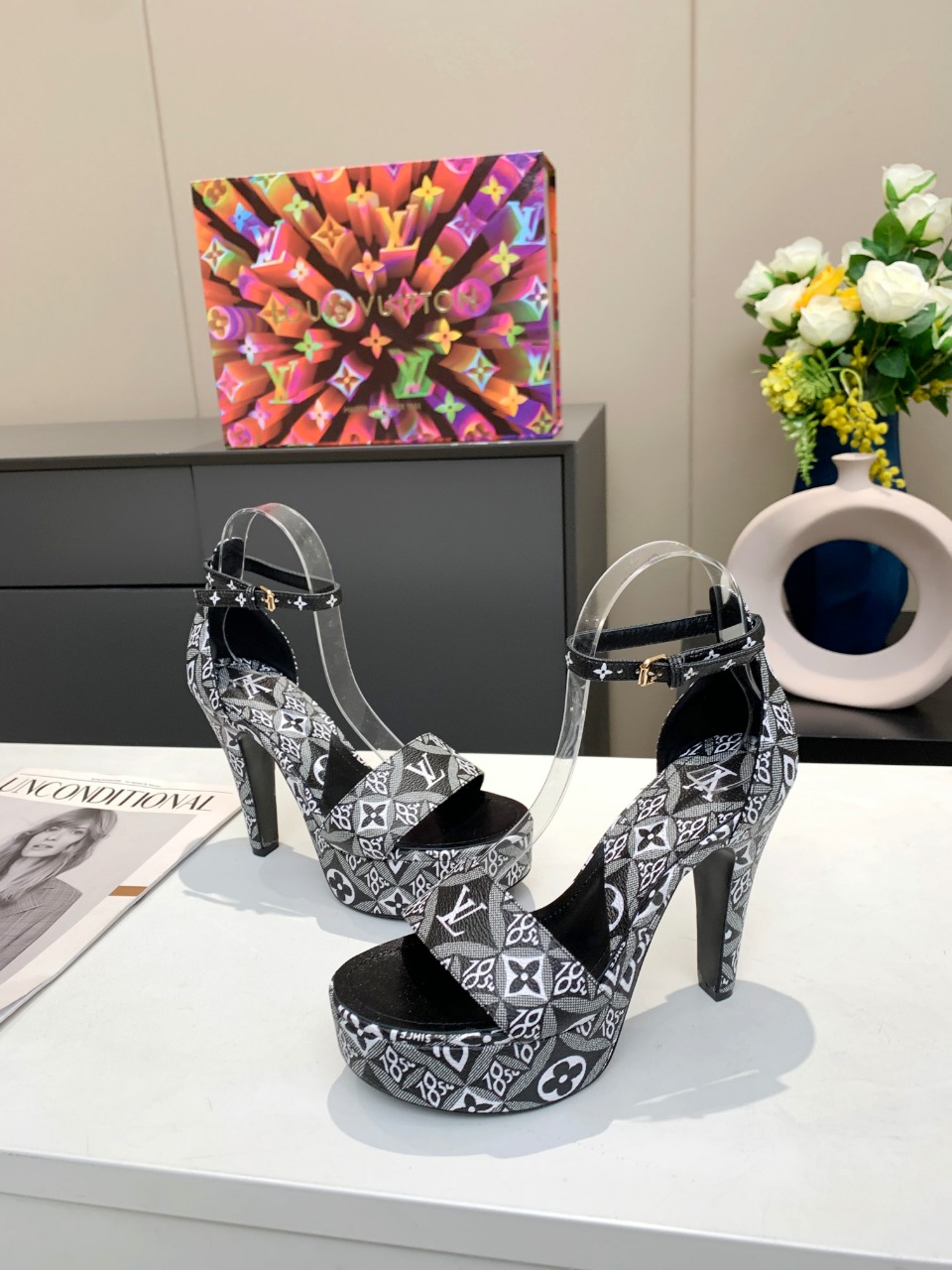 Louis Vuitton Women's Afterglow Platform Sandal Black For Women LV - Soul Replicas