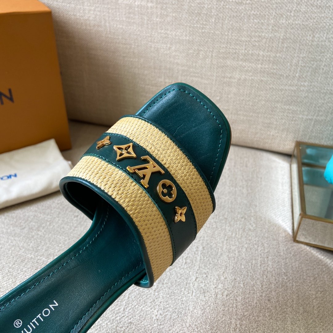 Louis Vuitton Women's Lock It Mule Green For Women LV 3.7in/9.5cm - Soul Replicas
