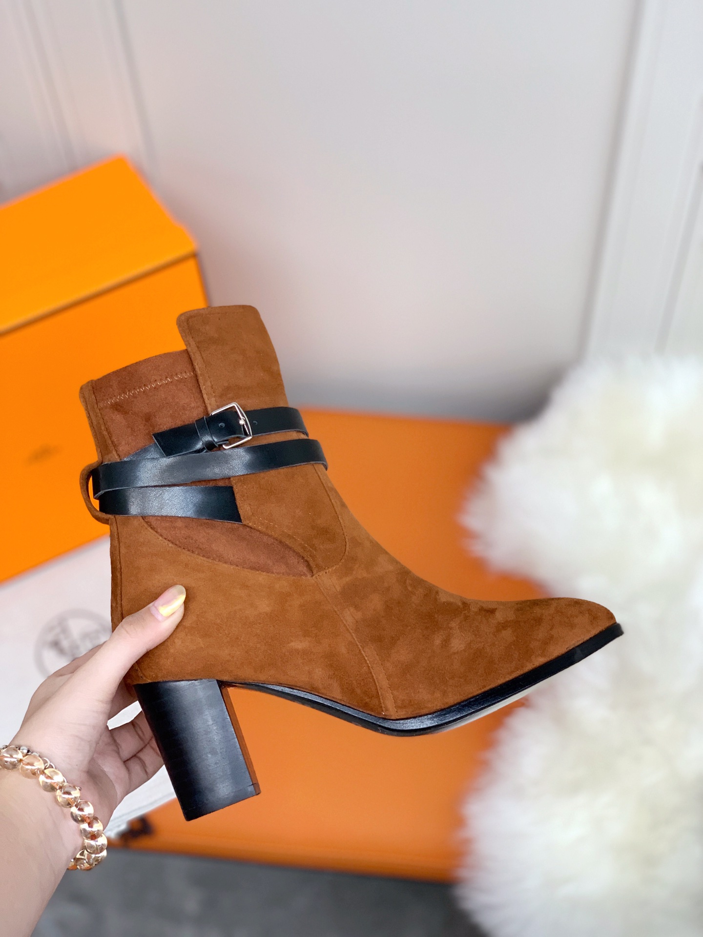 Hermes Frenchie 70 Ankle Boot Brown For Women 2.8in/7cm - Soul Replicas