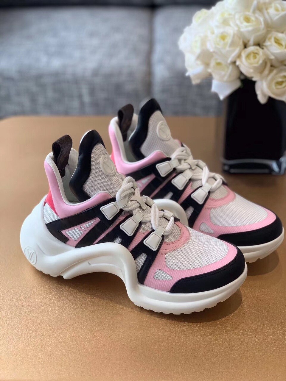 Louis Vuitton LV Archlight Sneaker Monogram Material Black/Pink For Women LV - Soul Replicas