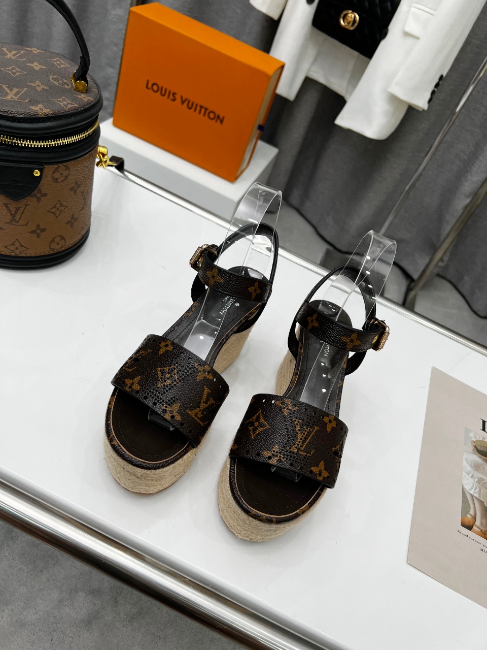 Louis Vuitton Women's Starboard Wedge Sandal Black And Brown For Women LV - Soul Replicas