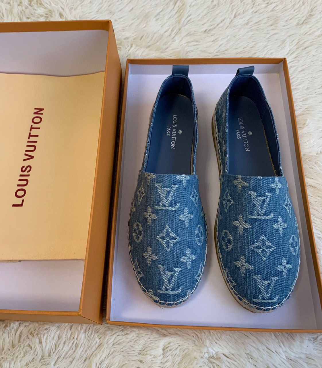 Louis Vuitton Starboard Flat Espadrille Monogram Denim Navy Blue For Women LV 1A9PUP - Soul Replicas