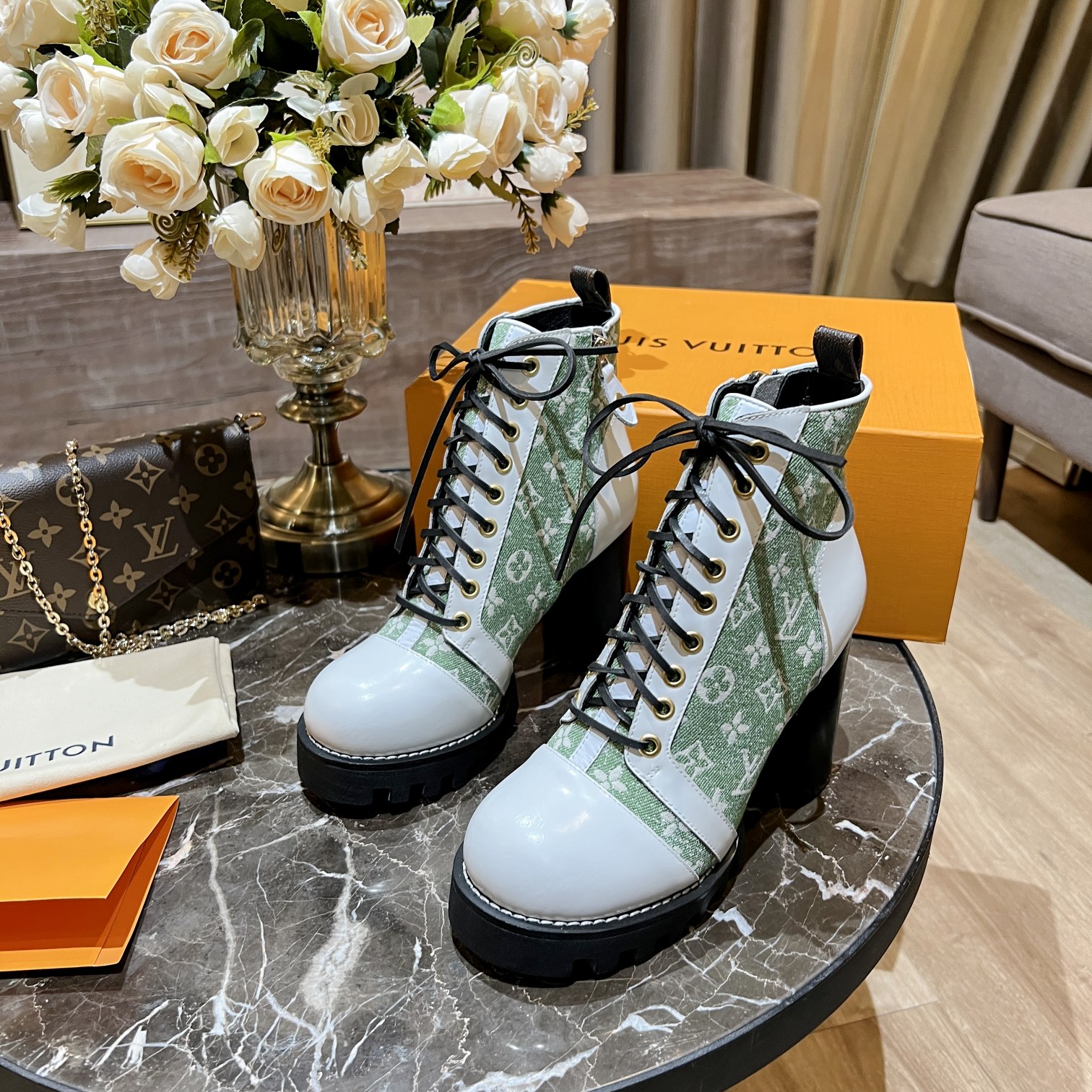 Louis Vuitton Women's Star Trail Ankle Boot Green For Women LV - Soul Replicas