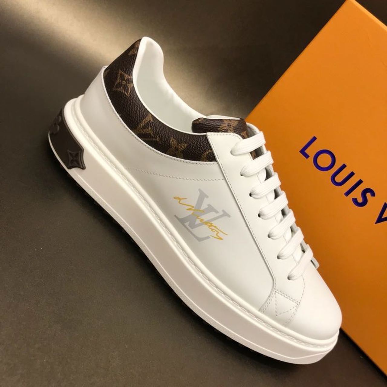 Louis Vuitton Time Out Sneaker Monogram Canvas White/Brown For Women LV - Soul Replicas
