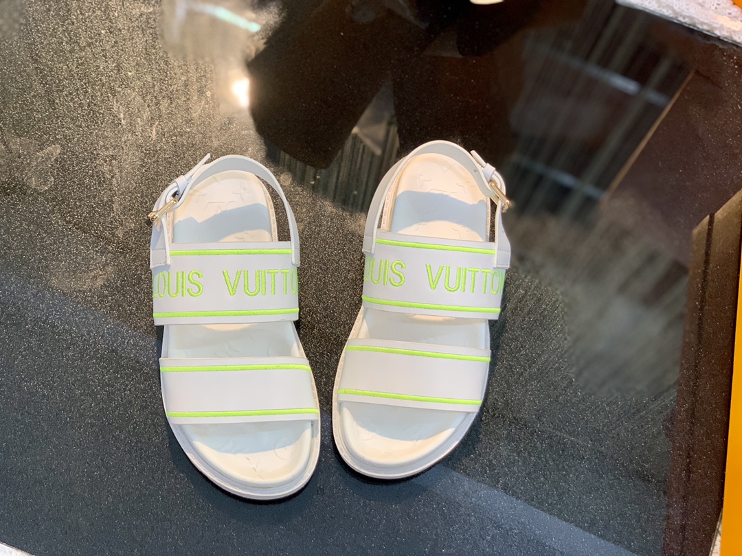 Louis Vuitton Women's Paseo flat Comfort Sandal White And Neon For Women LV - Soul Replicas