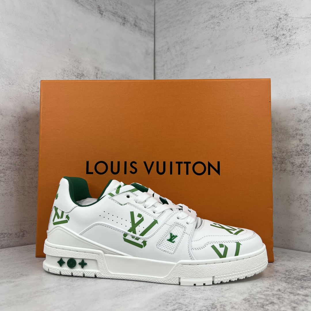 Louis Vuitton Women's LV Trainer Sneaker Green For Women LV 1AAGXF - Soul Replicas