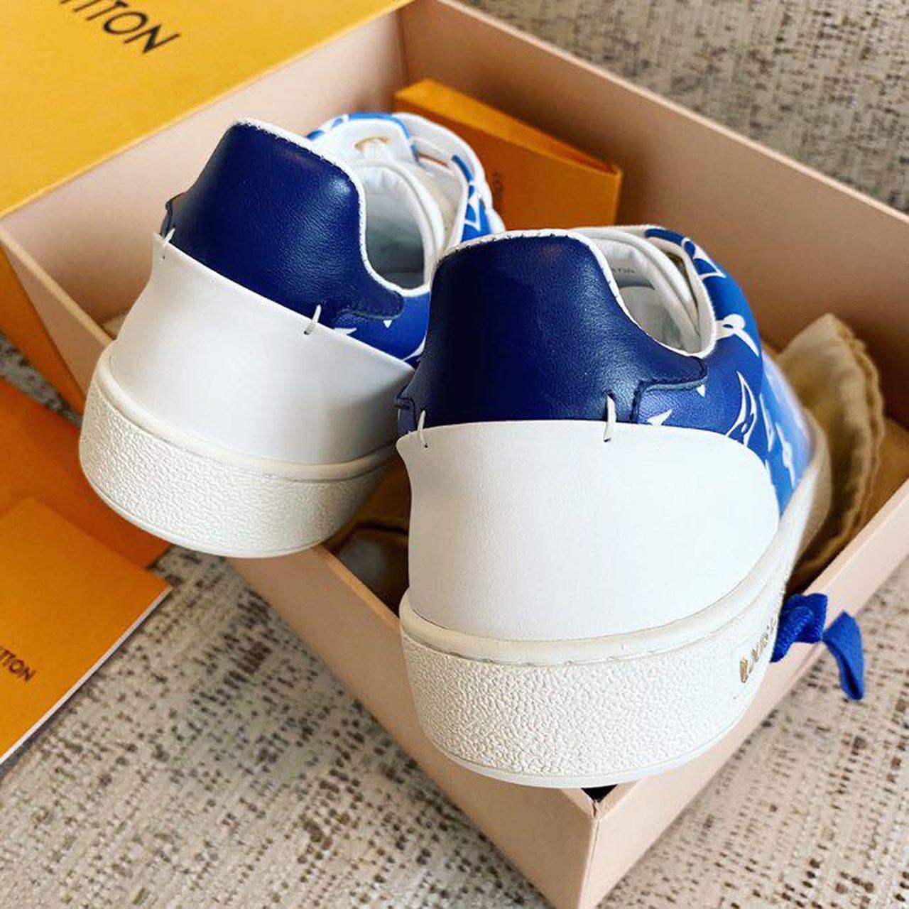 Louis Vuitton Time Out Sneaker Patent Monogram Canvas Blue For Women LV - Soul Replicas