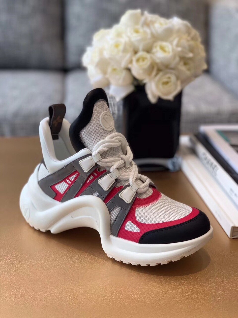 Louis Vuitton Archlight Sneakers Calfskin Leather Fall/Winter Collection White/Pink/Black - Soul Replicas