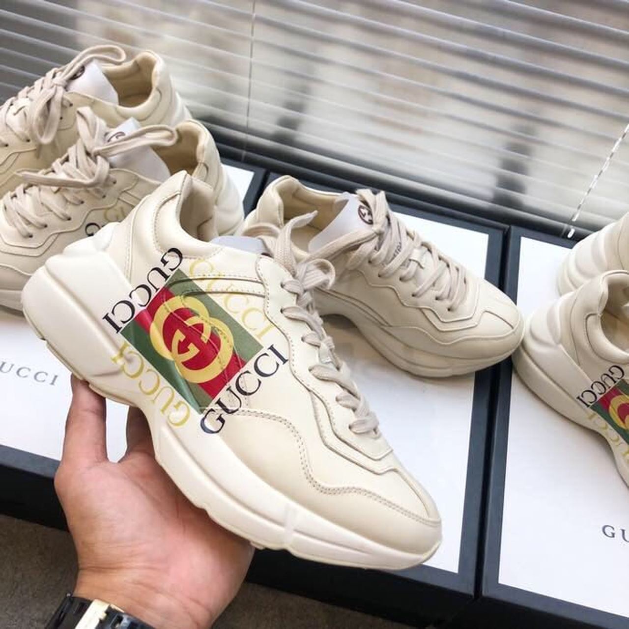 Gucci Women's Rhyton Sneaker With Gucci Logo White For Women Gucci  - Soul Replicas