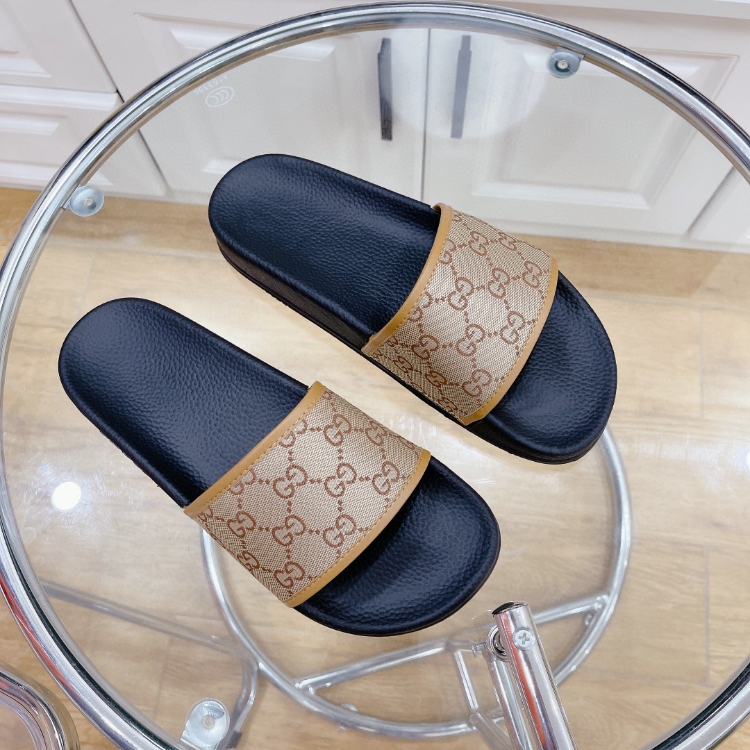 Gucci Women's Gucci Slide Sandal Black And Brown For Women 407345 - Soul Replicas