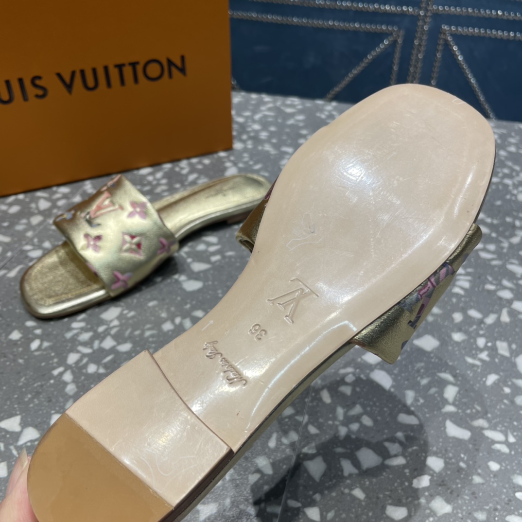Louis Vuitton Women's Revival Flat Mule Gold For Women LV - Soul Replicas