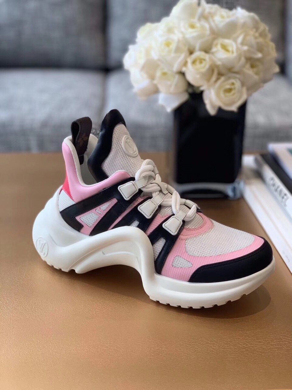 Louis Vuitton LV Archlight Sneaker Monogram Material Black/Pink For Women LV - Soul Replicas