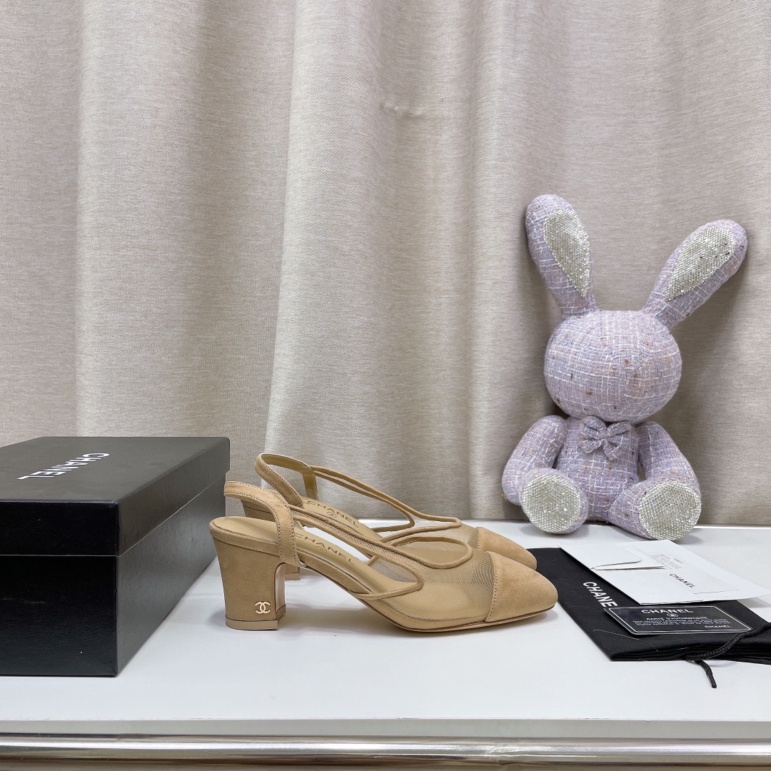 Chanel Women's Slingbacks With Mesh Beige For Women 2.7in/7cm - Soul Replicas