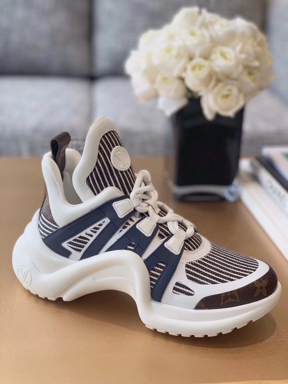 Louis Vuitton Archlight Sneakers Calfskin Leather Fall/Winter Collection White/Black/Brown - Soul Replicas