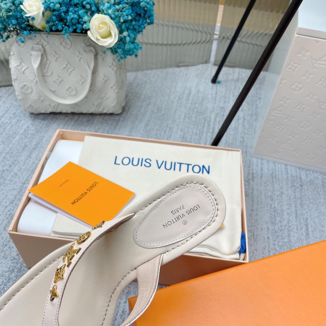 Louis Vuitton Women's Signature Thong Beige For Women LV - Soul Replicas