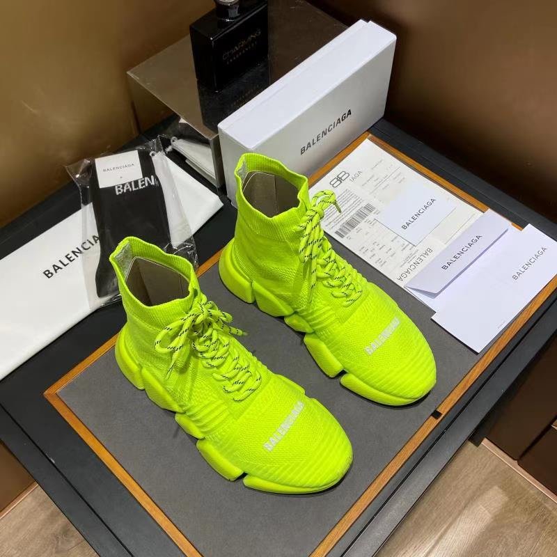 Balenciaga Speed 2.0 Lace-Up Recycled Knit Trainers Yellow For Women - Soul Replicas