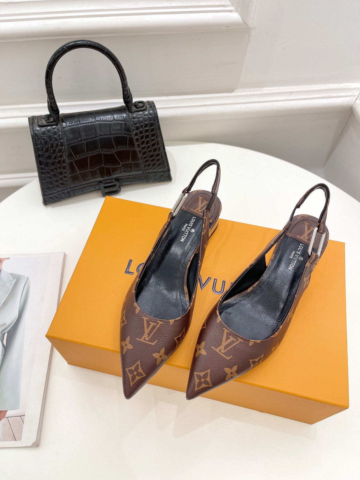 Louis Vuitton Magnetic Slingback Pump Brown For Women LV - Soul Replicas