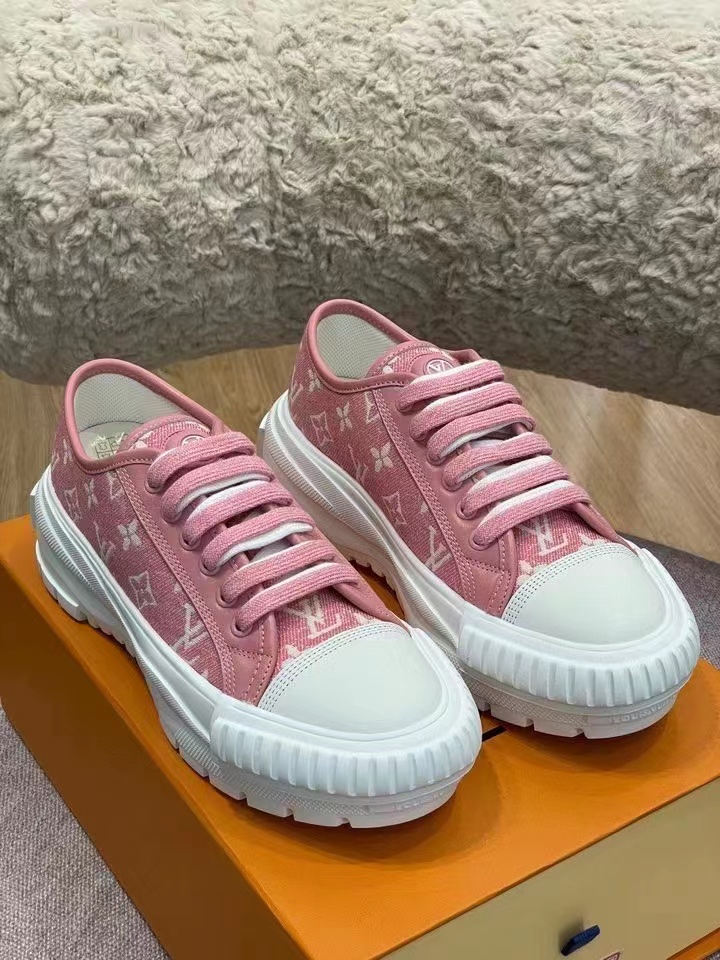 Louis Vuitton Squad Sneaker Monogram Denim Pink For Women LV 1A9S0M - Soul Replicas