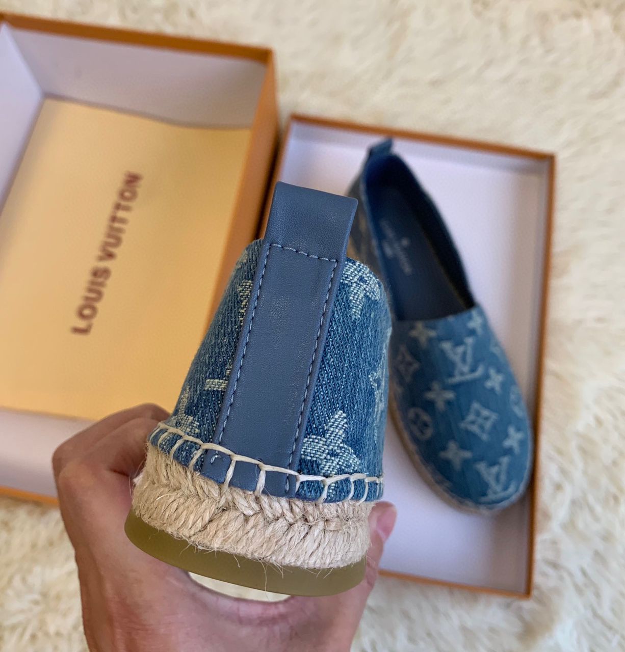 Louis Vuitton Starboard Flat Espadrille Monogram Denim Navy Blue For Women LV 1A9PUP - Soul Replicas