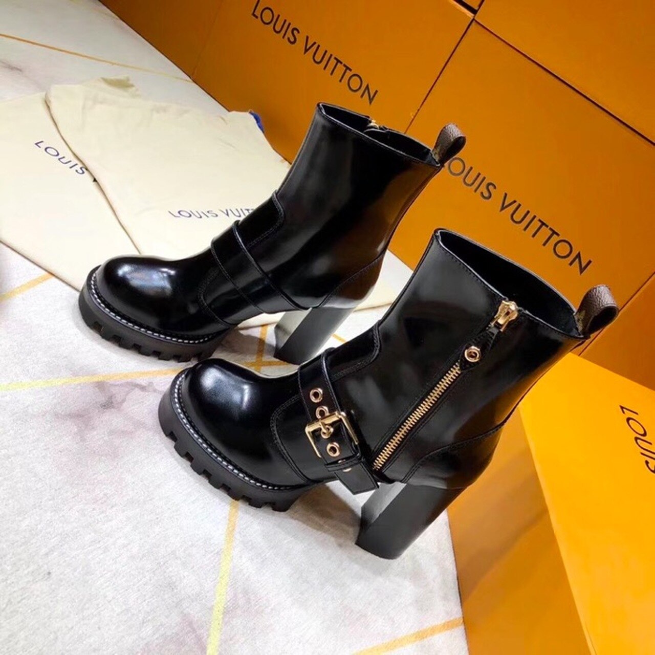 Louis Vuitton Star Trail Ankle Buckle Boot Black For Women LV - Soul Replicas