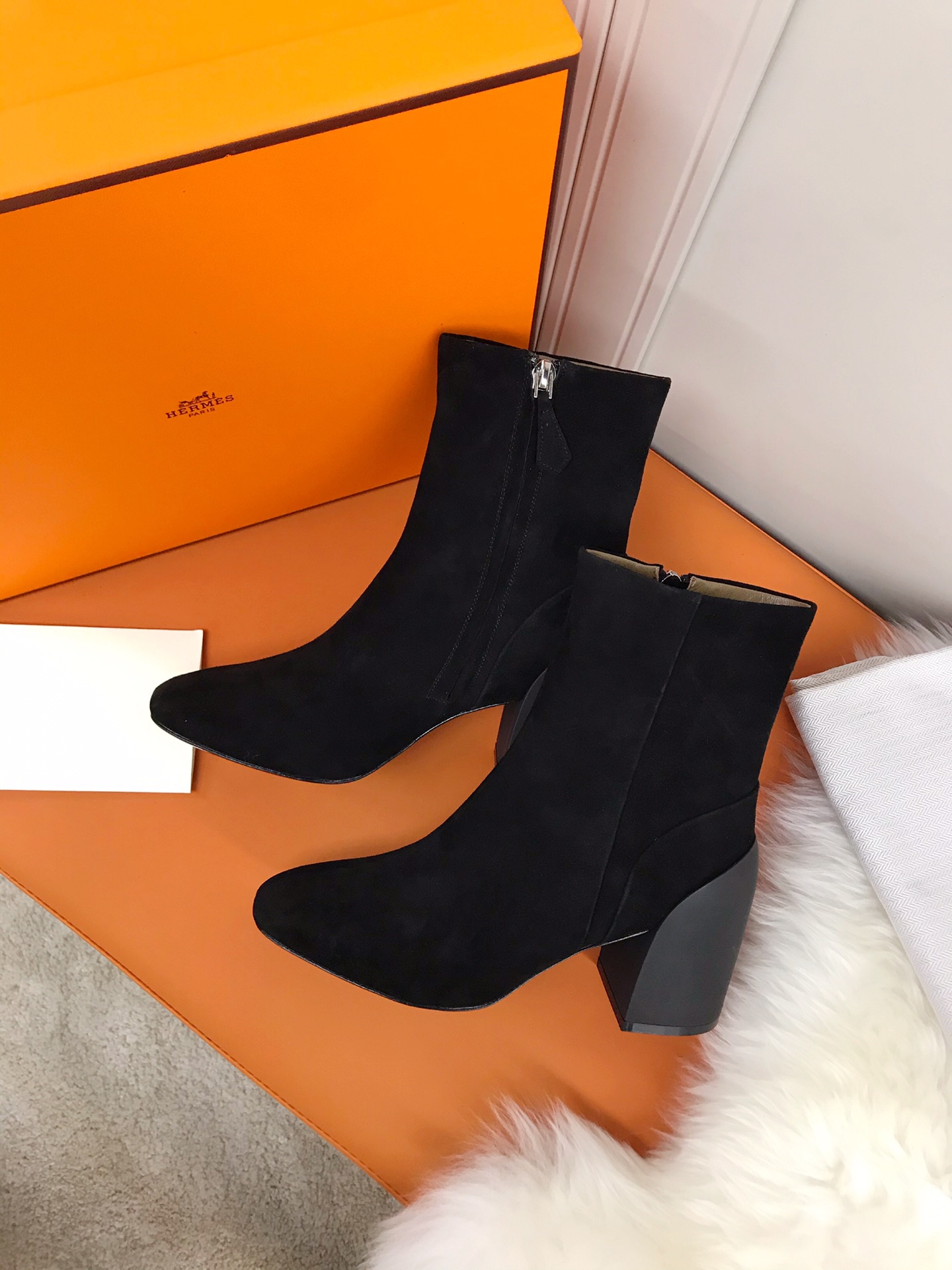 Hermes Brooke Ankle Boots Black For Women 2.4in/6cm - Soul Replicas