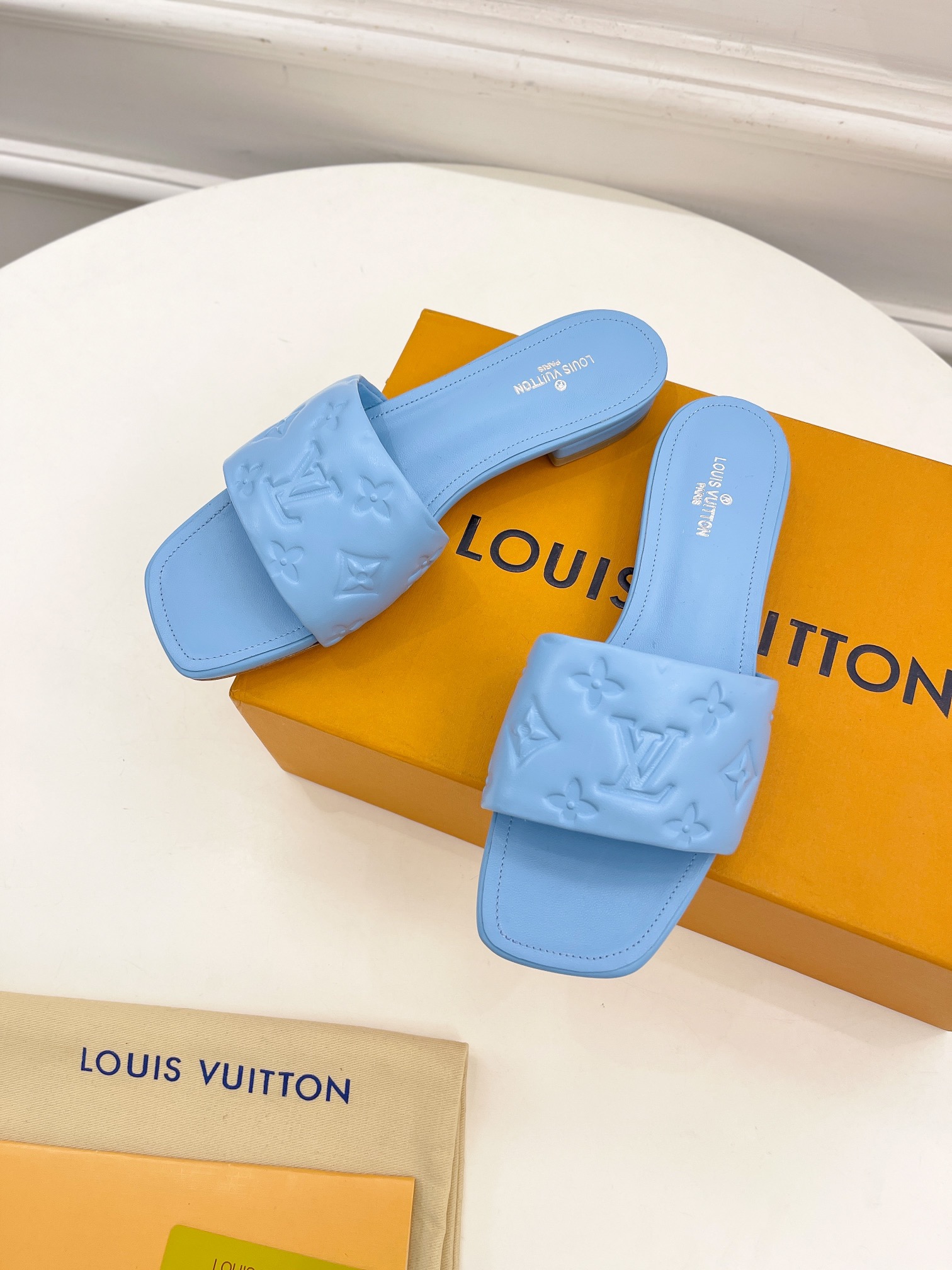 Louis Vuitton Women's Revival Flat Mule Light Blue For Women LV 1A9P7D - Soul Replicas
