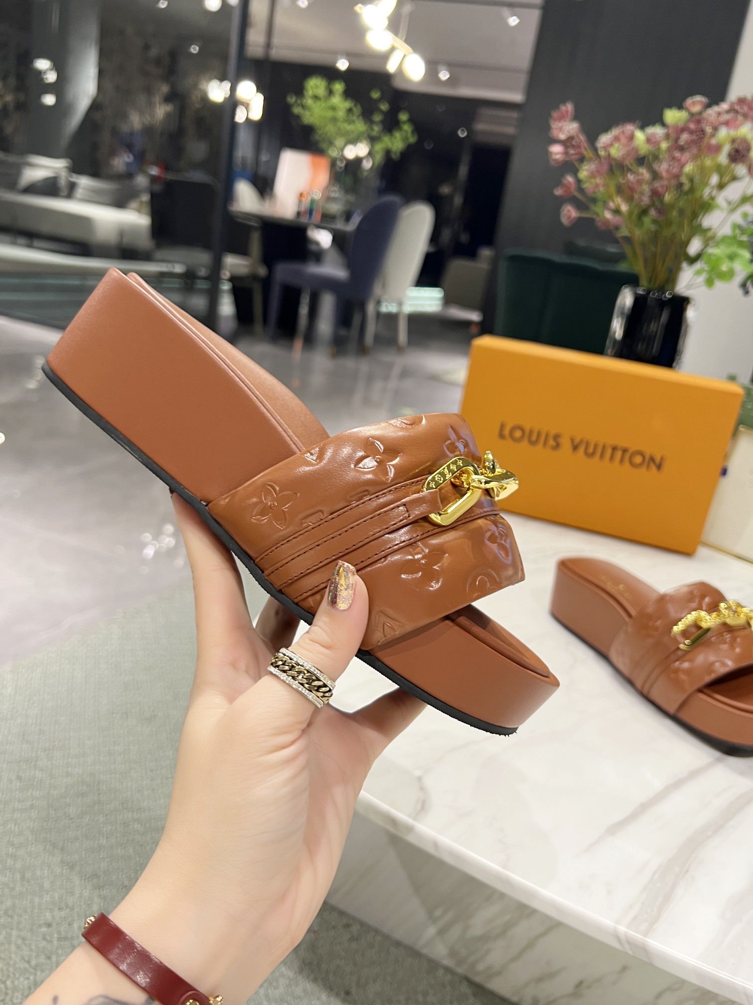Louis Vuitton Jumbo Flatform Mule Brown For Women LV - Soul Replicas