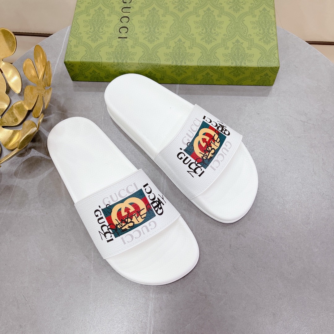 Gucci Women's Slide Sandal With Gucci Web White For Women 407345 - Soul Replicas