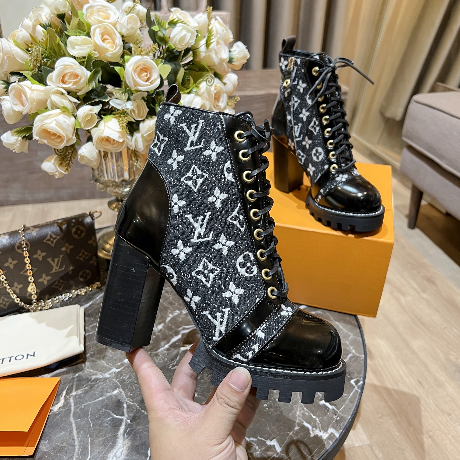Louis Vuitton Women's Star Trail Ankle Boot Black For Women LV - Soul Replicas