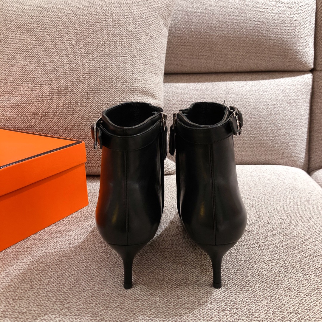 Hermes Blanche Ankle Boots Black For Women 2.4in/6cm - Soul Replicas